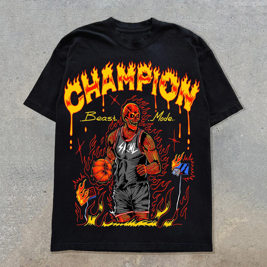 Basketball Champion Print Short Sleeve T-Shirt