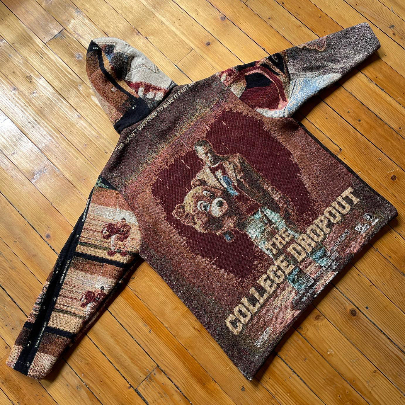 vintage bear tapestry hoodie