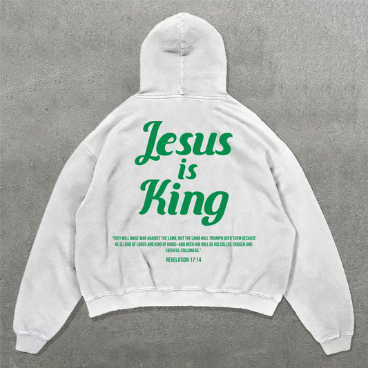 Jesus Is King Print Long Sleeve Hoodies