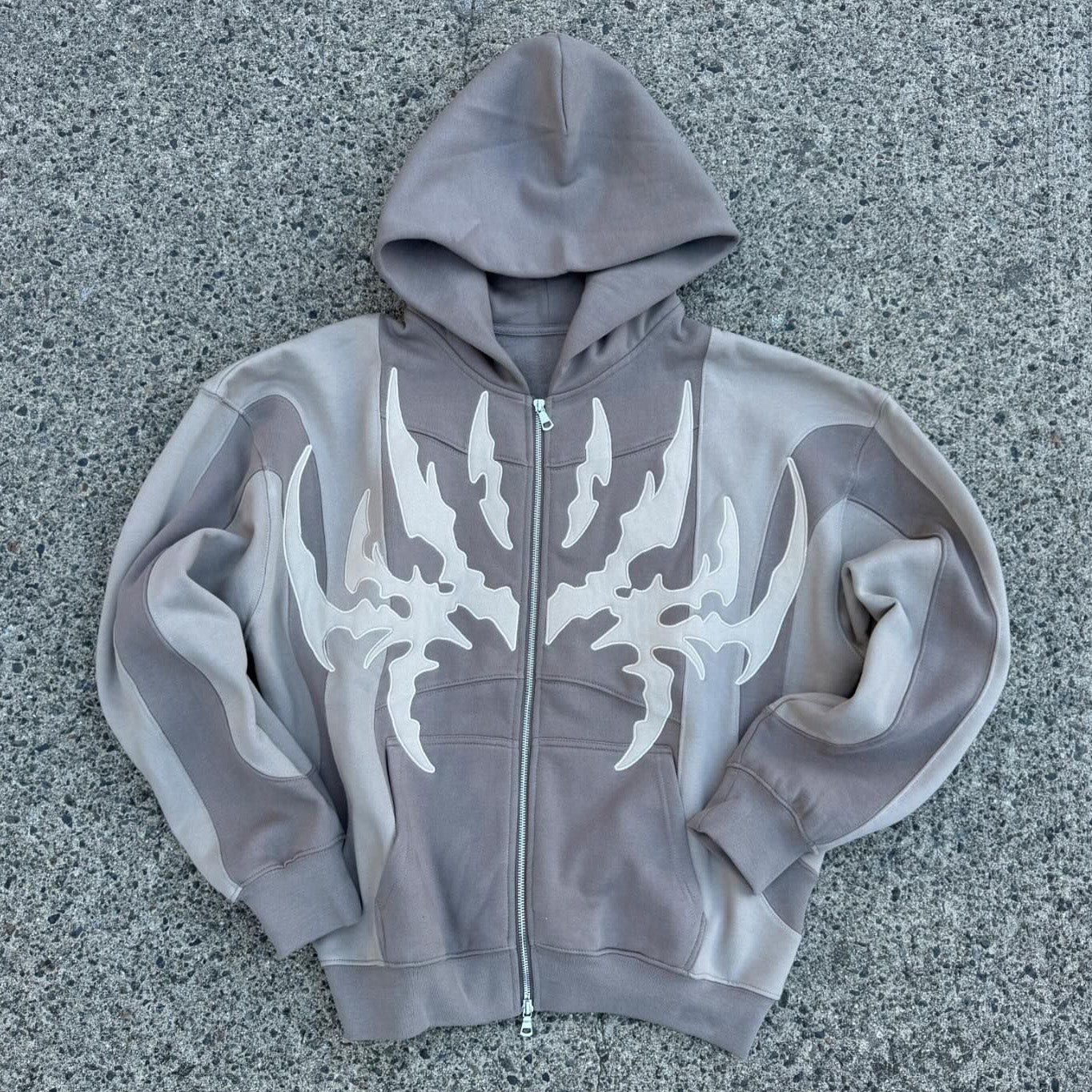 Splicing Print Long Sleeve Zipper Hoodies