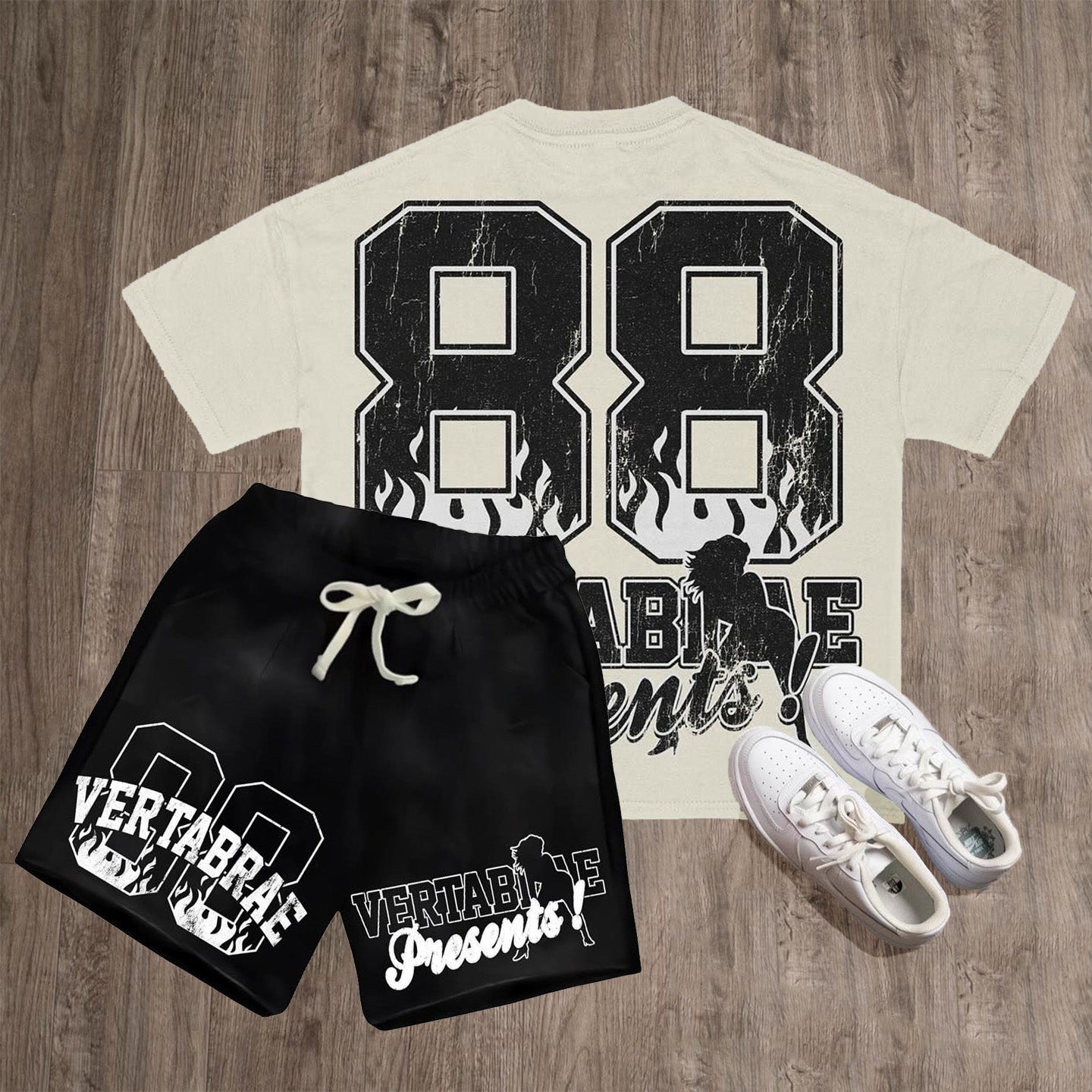 Vertabrae No. 88 Print T-Shirt Shorts Two-Piece Set