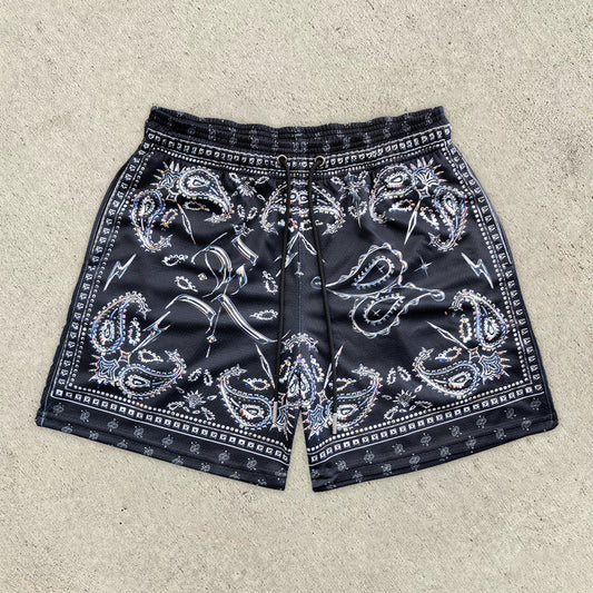 Vintage trend print street shorts