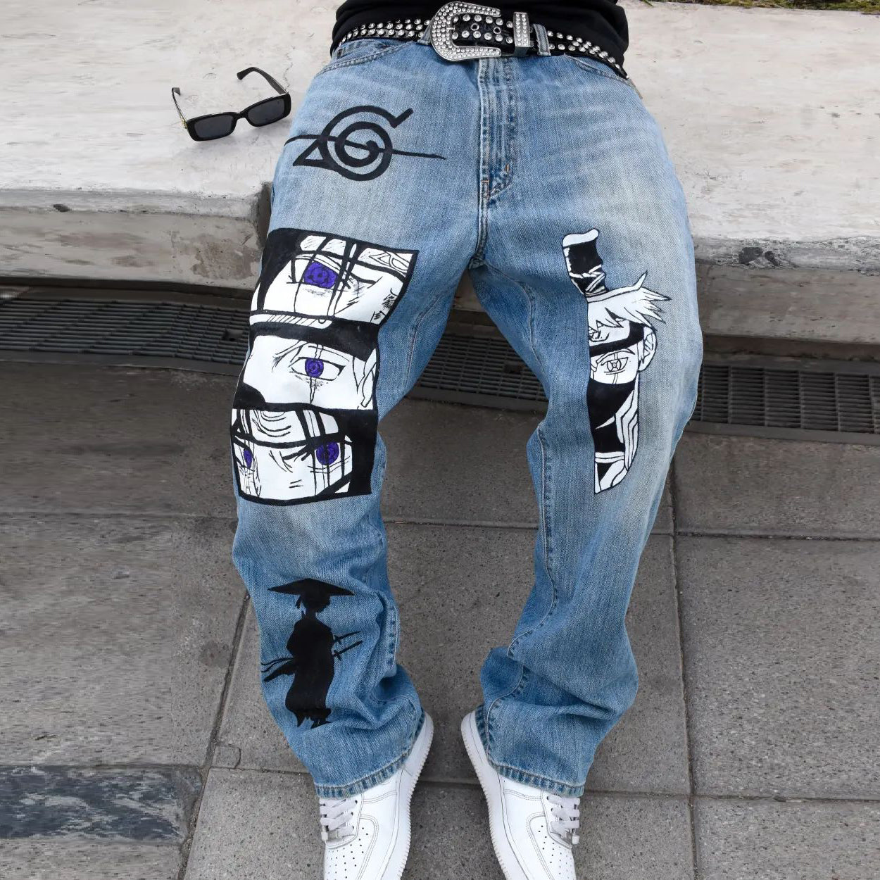 Personalized cartoon retro hip-hop fashion jeans