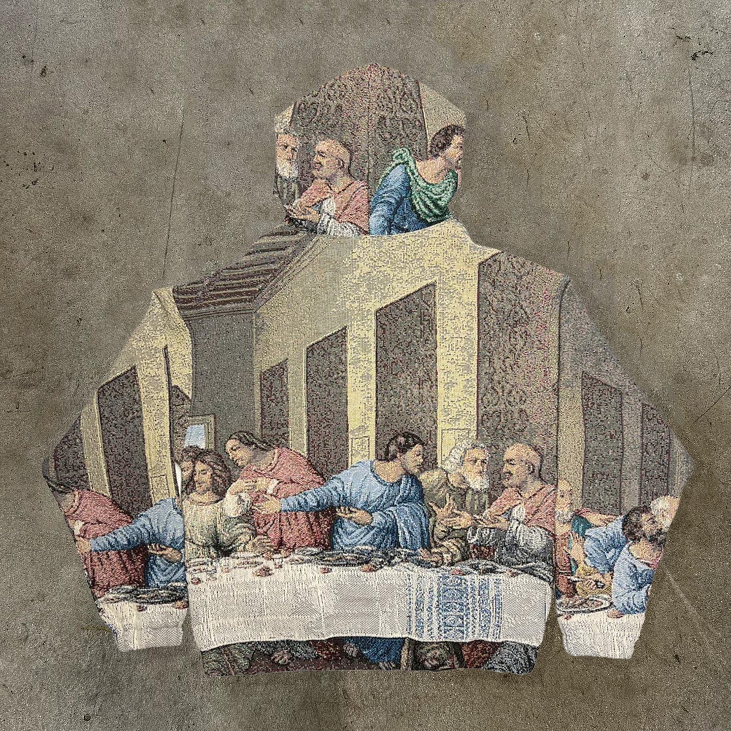 Last Supper Print Long Sleeve Hoodies