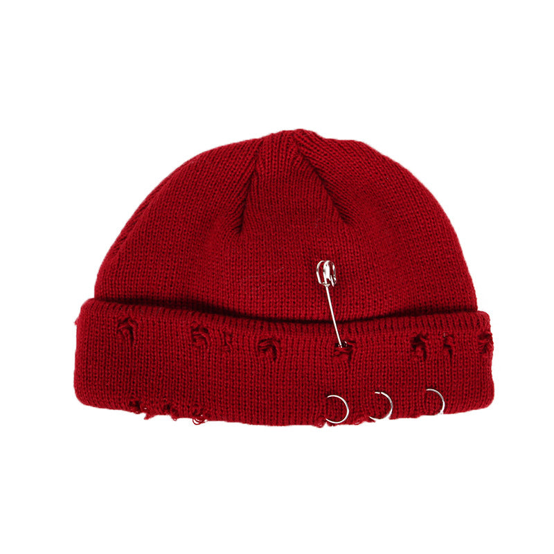 Knitted outdoor ripped hip hop street beanie