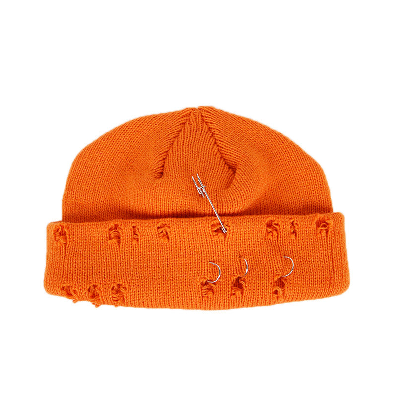 Knitted outdoor ripped hip hop street beanie