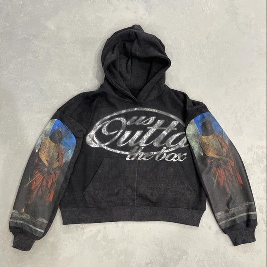 Outta The Box Jesus Print Long Sleeve Hoodies