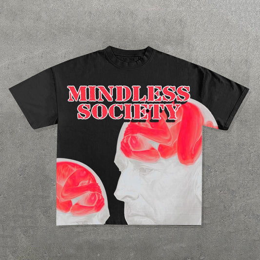 Mindless Society Print Short Sleeve T-Shirt