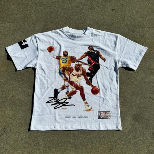 Street Style Basketball Showdown Print Short Sleeve T-shirt