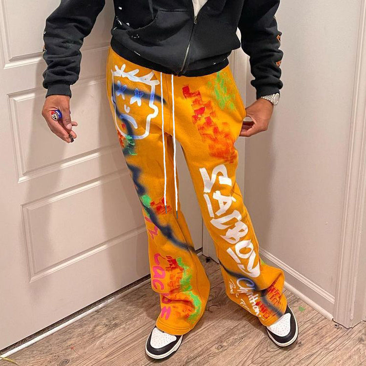 Personalized Mixed Print Flared Trousers