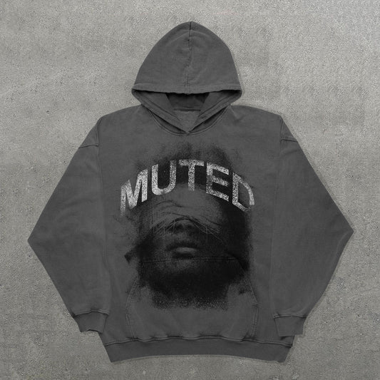 Muted Print Long Sleeve Hoodie