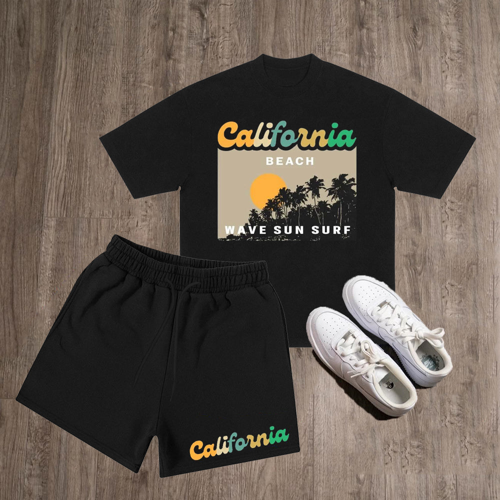 California Print Short Sleeve Two Piece Set