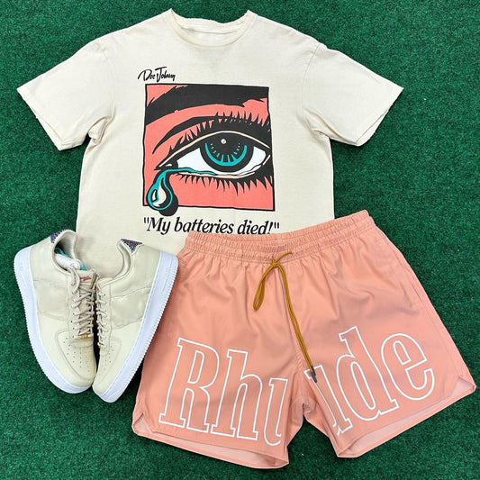 Eye Letters Print T-Shirt Shorts Two-Piece Set