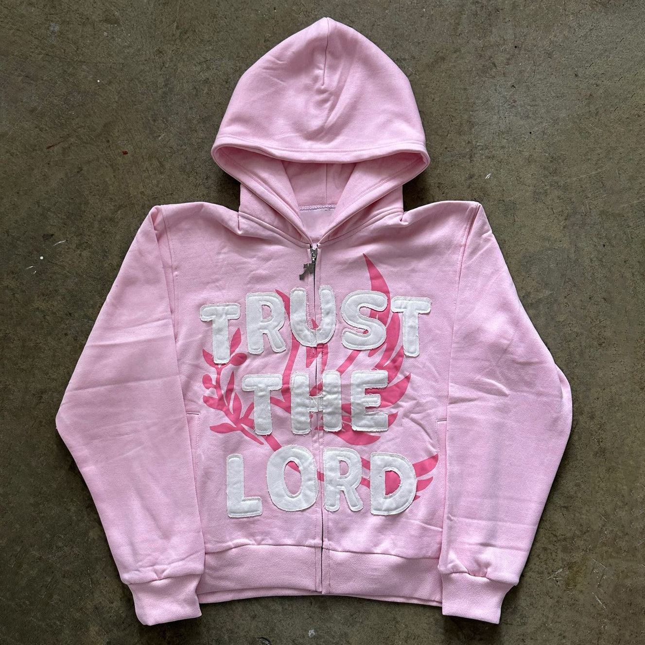 Trust The Lord Print Long Sleeve Zipper Hoodies