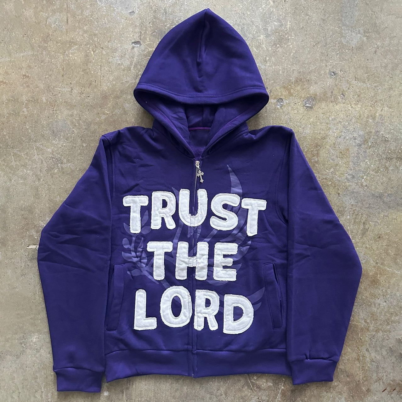 Trust The Lord Print Long Sleeve Zipper Hoodies
