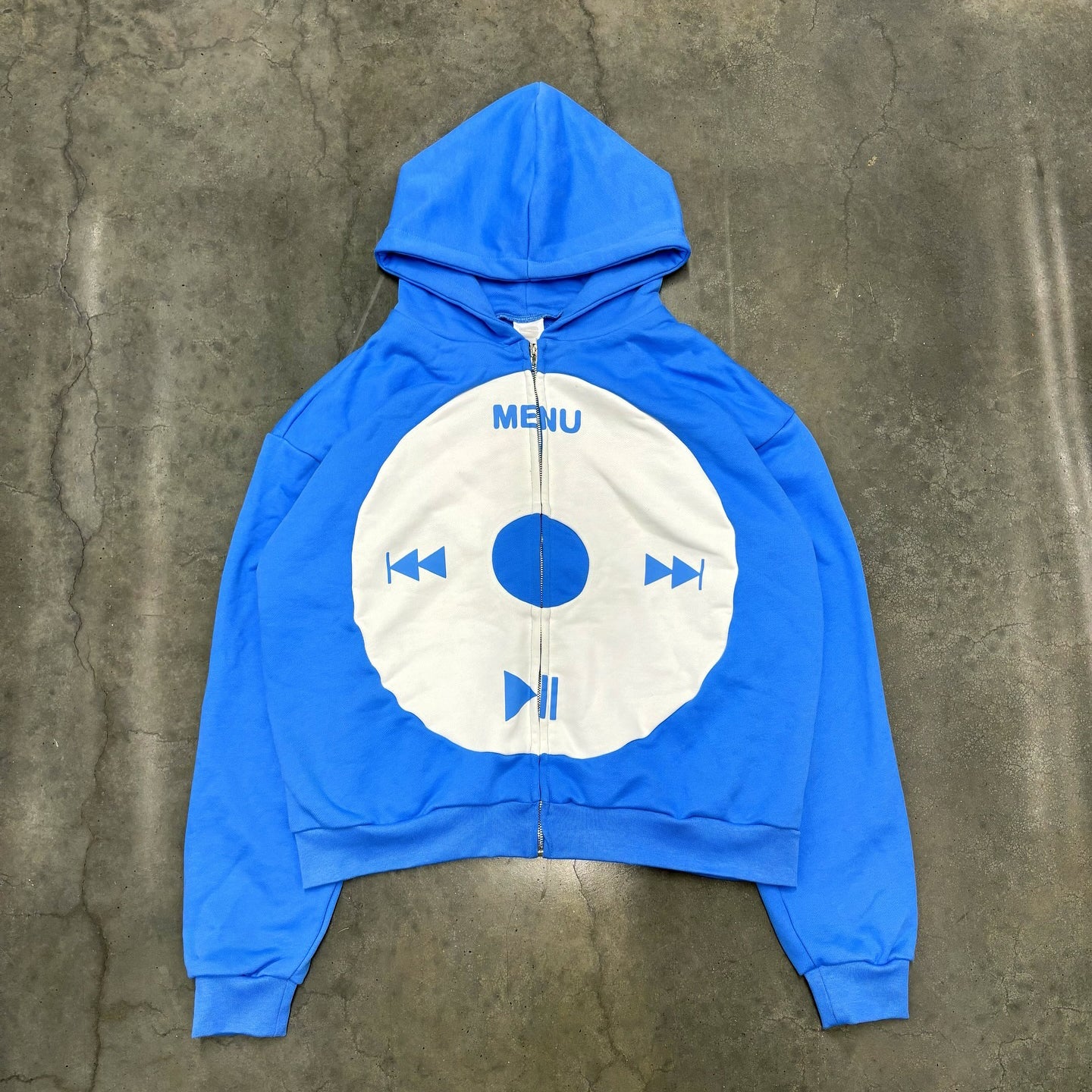 music print zip-up hoodie