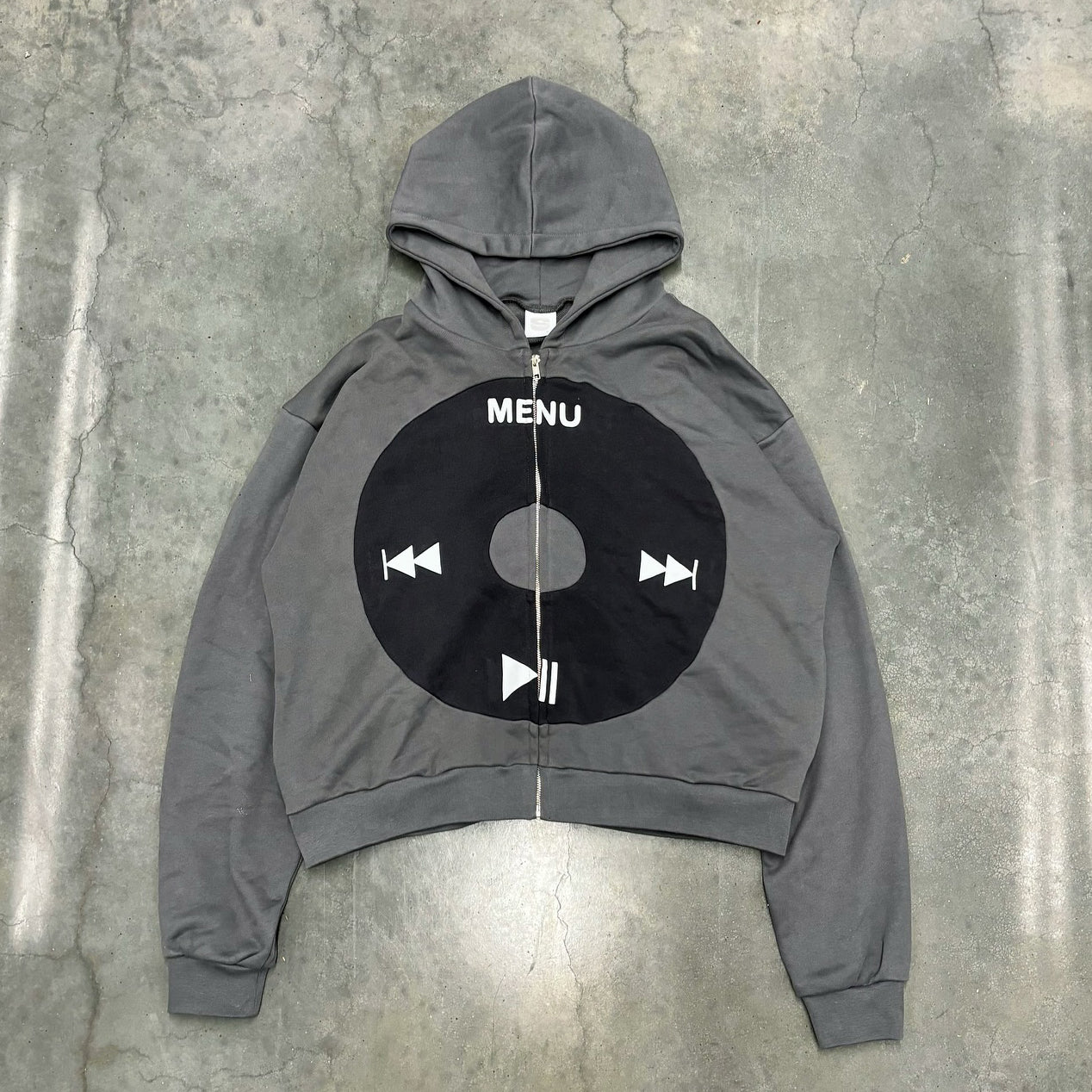 music print zip-up hoodie