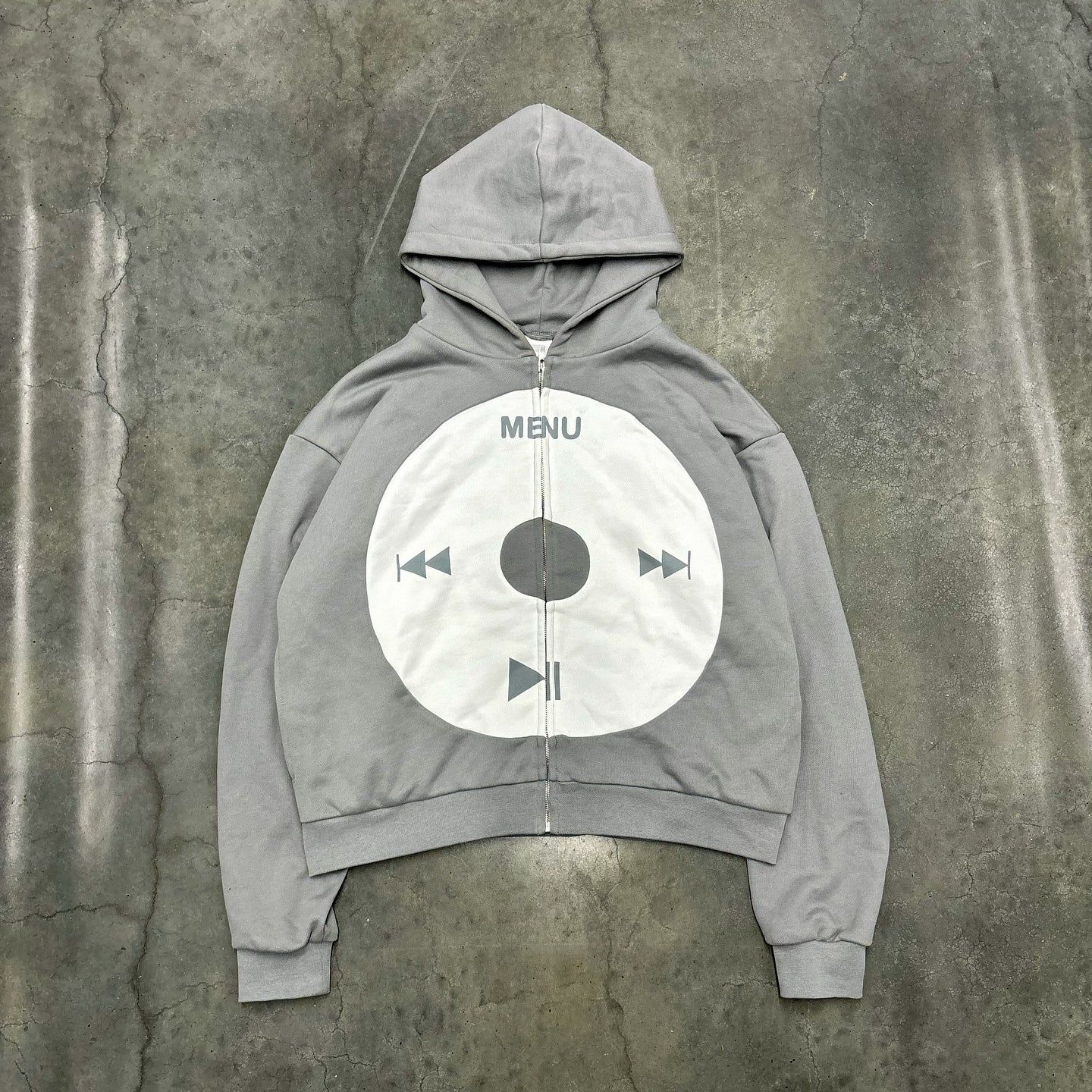 music print zip-up hoodie