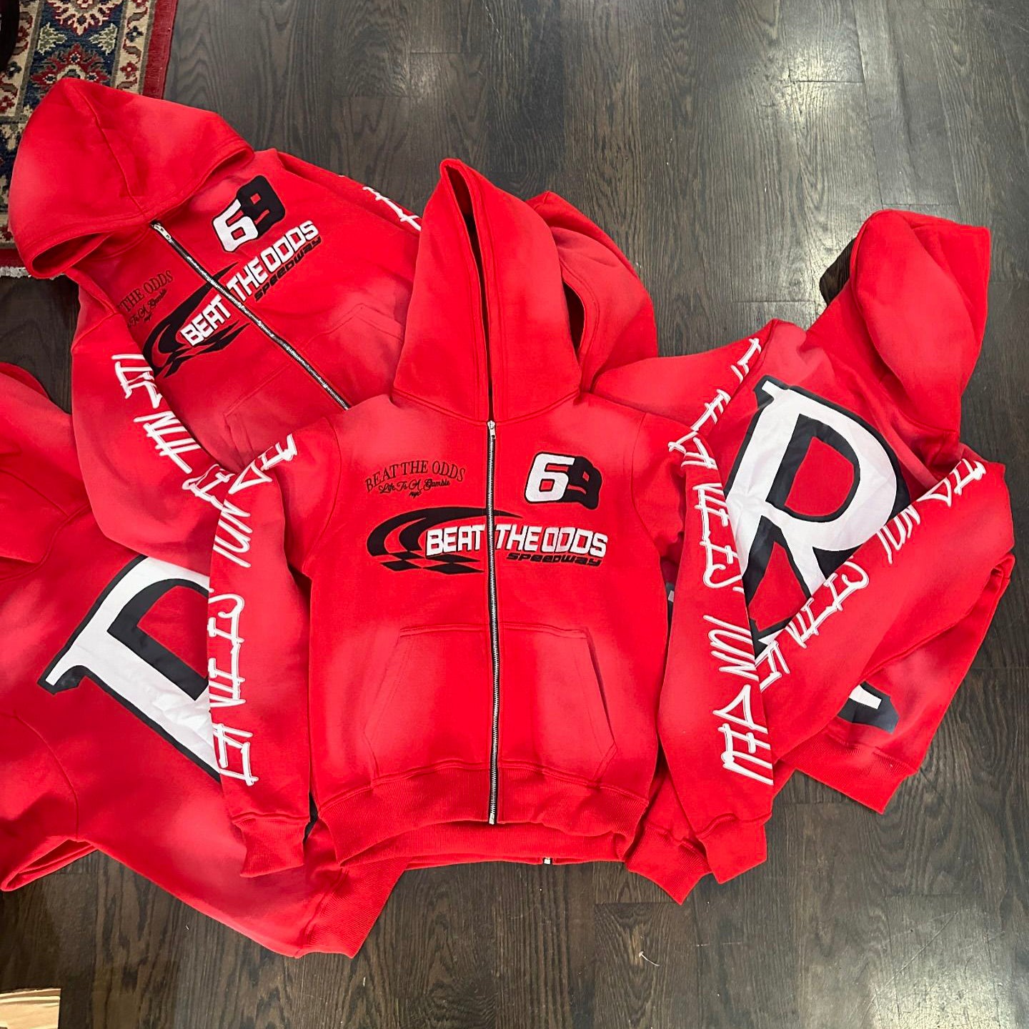 Beat The Odds Print Long Sleeve Zipper Hoodies