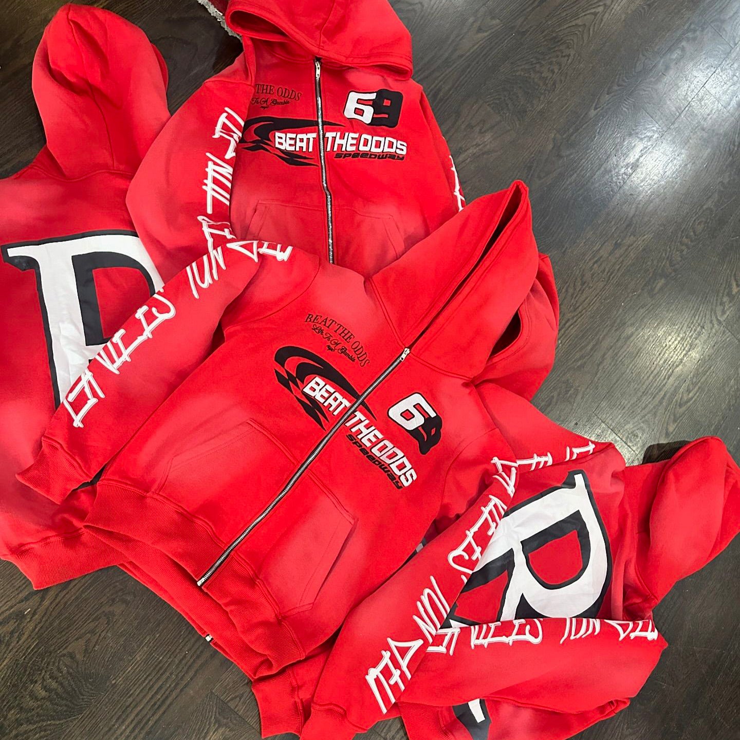 Beat The Odds Print Long Sleeve Zipper Hoodies