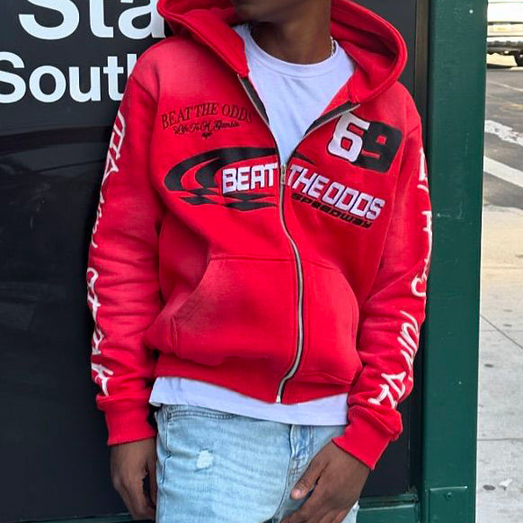 Beat The Odds Print Long Sleeve Zipper Hoodies