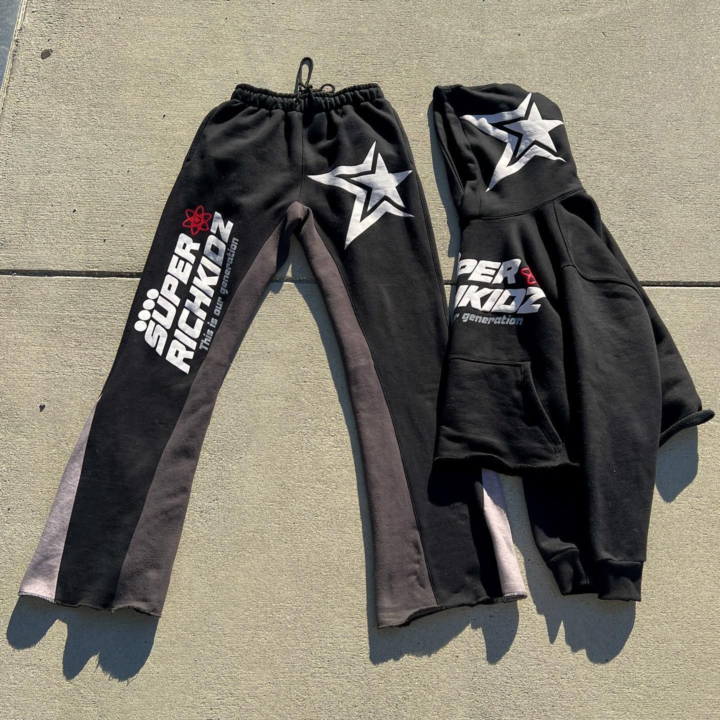 Super Richkidz Print Hoodie Sweatpants Two Piece Set