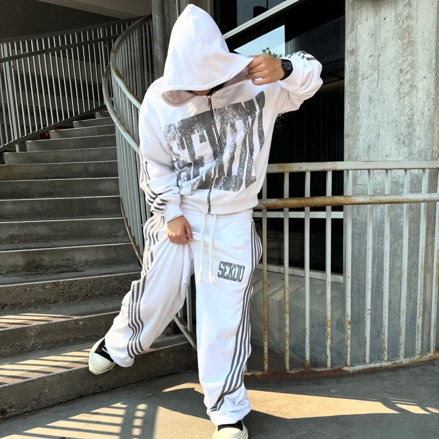 Casual Street Zip Hoodie Pants Two-Piece Set