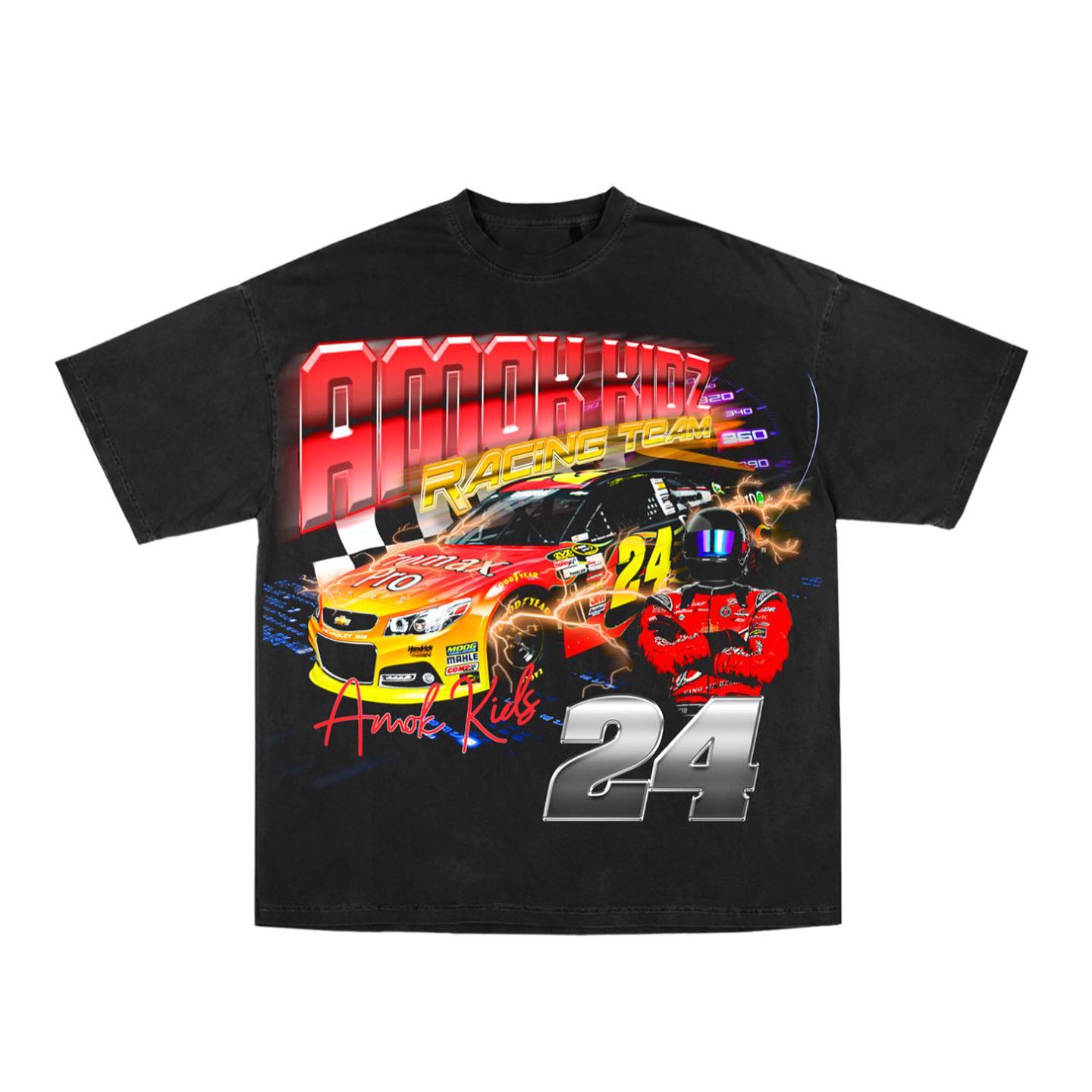 Fashion personalized printing racing T-shirt shorts two-piece set