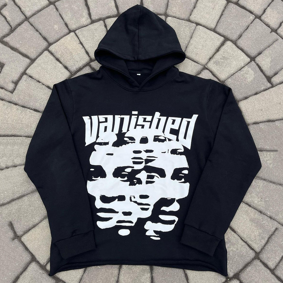 Vanished Faces Print Long Sleeve Hoodies