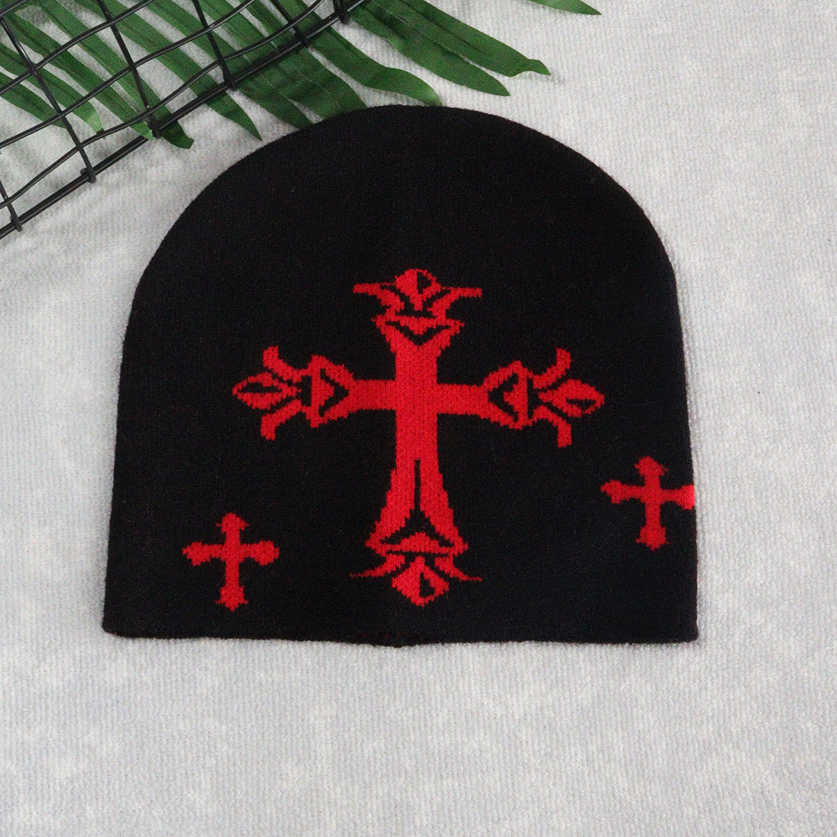 Knitted hat cross warm men's and women's embroidered woolen hat