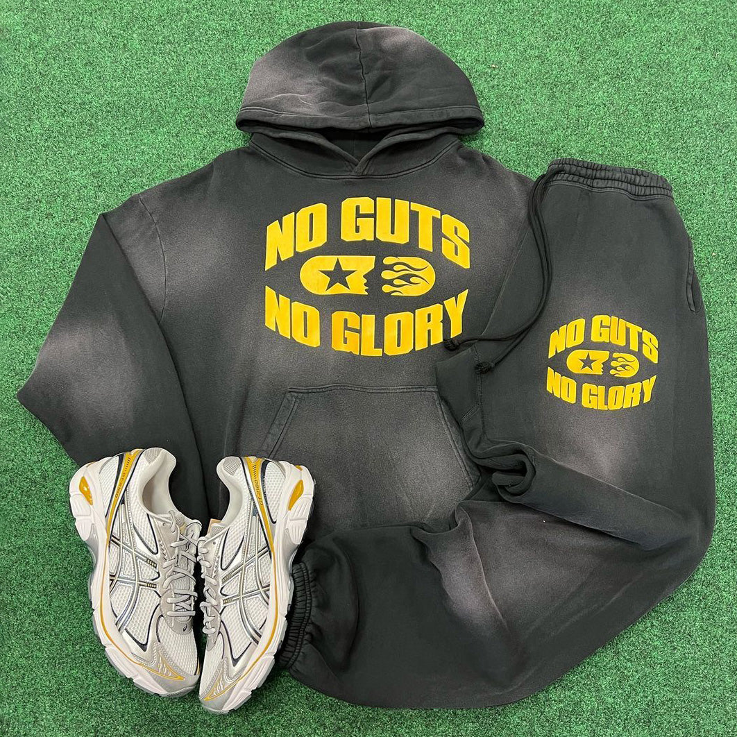 No Guts No Glory Print Two Piece Hoodie Set