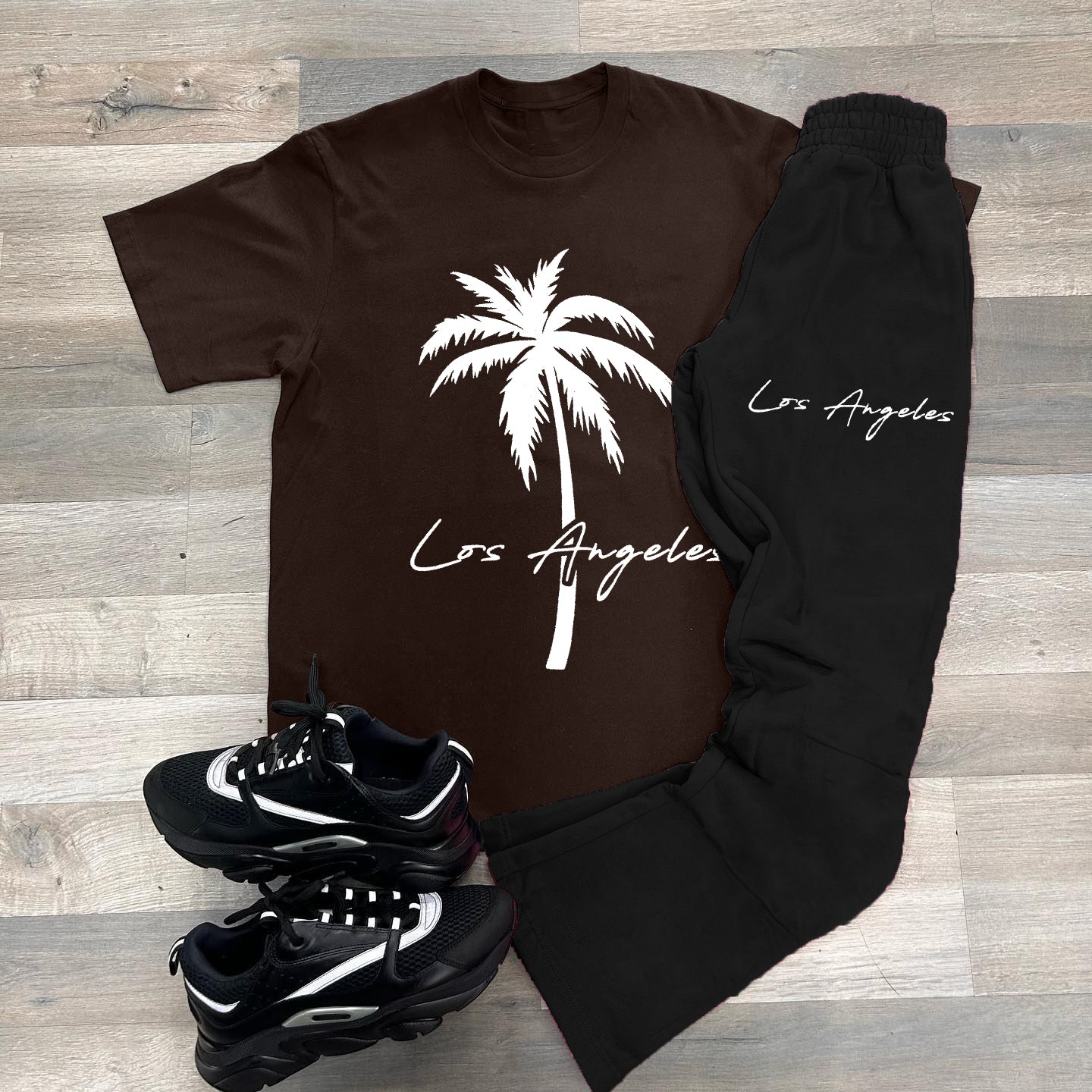 Coconut Tree & Los Angeles Print Two Piece Set