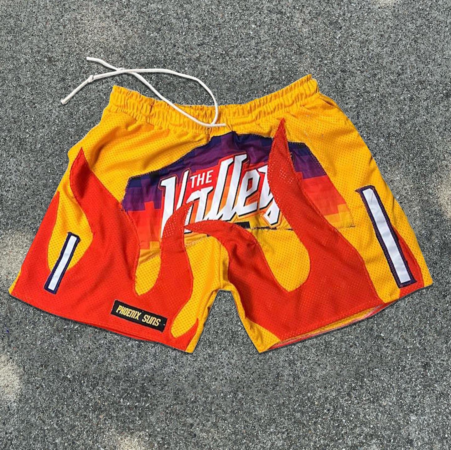 Flame Patch Basketball Mesh Shorts