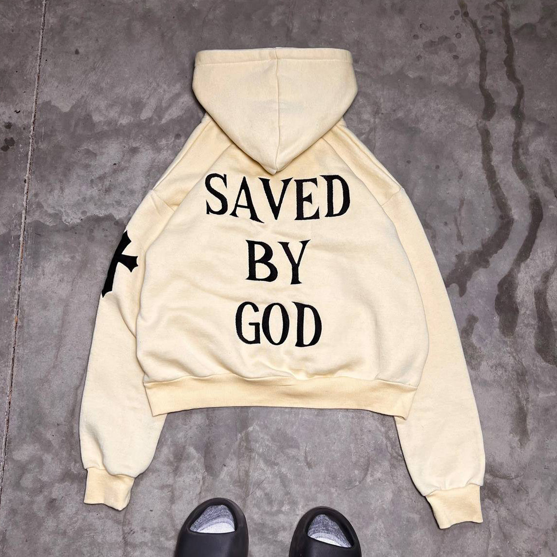 Saved By God Print Long Sleeve Hoodies