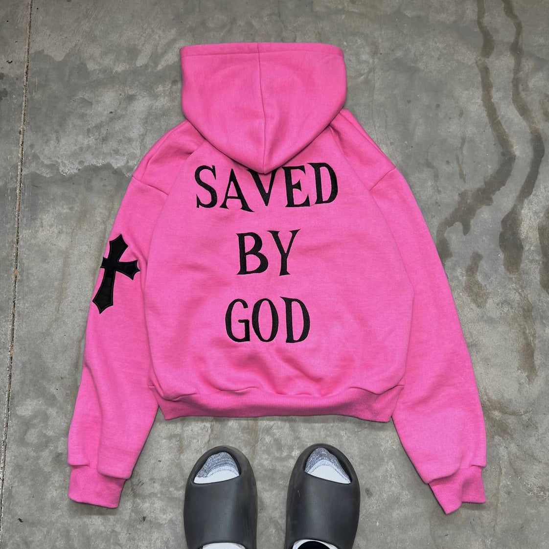 Saved By God Print Long Sleeve Hoodies