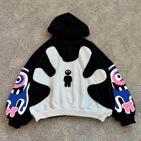 Fashionable Contrast Color Print Long Sleeve Hoodies