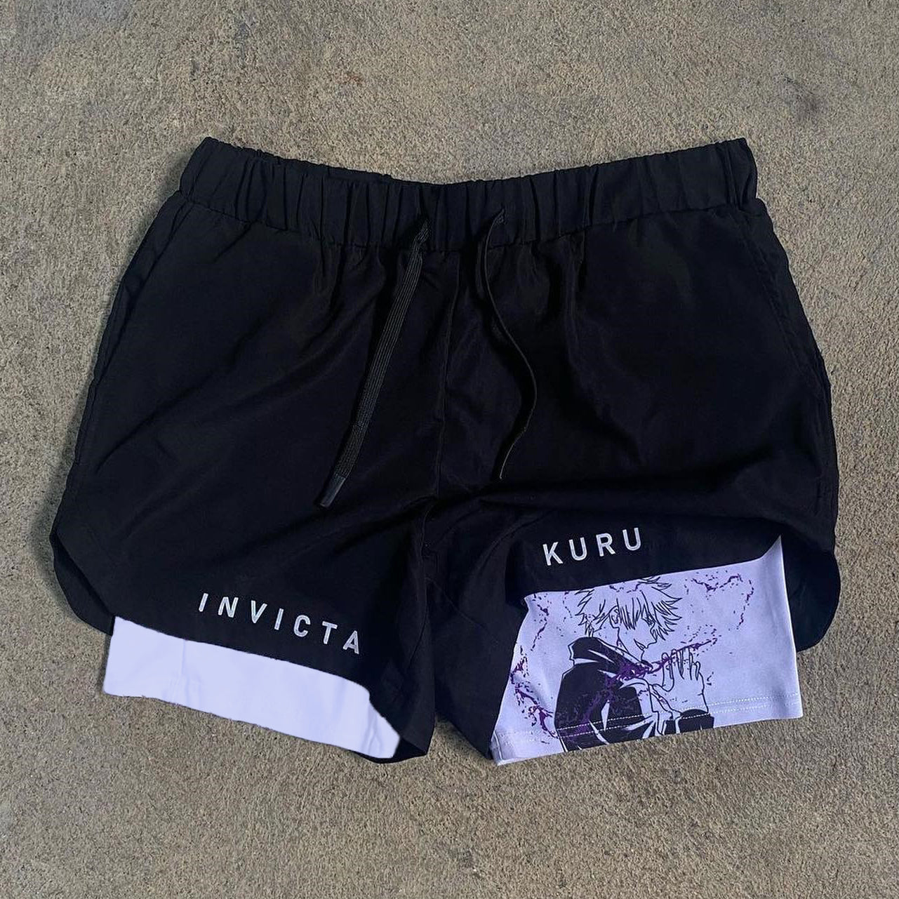 Anime Print Double Layer Quick Dry Shorts