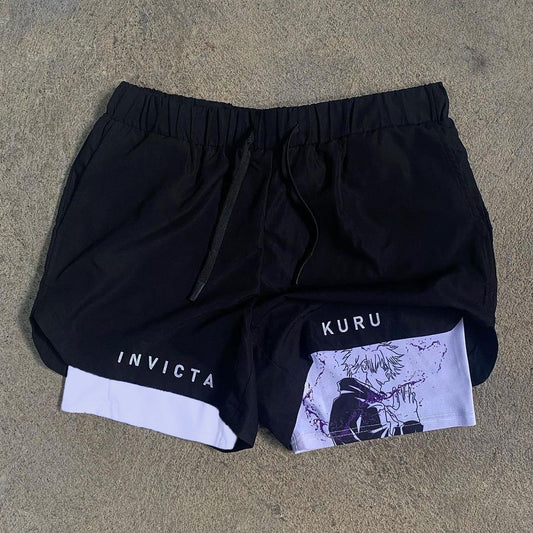 Anime Print Double Layer Quick Dry Shorts