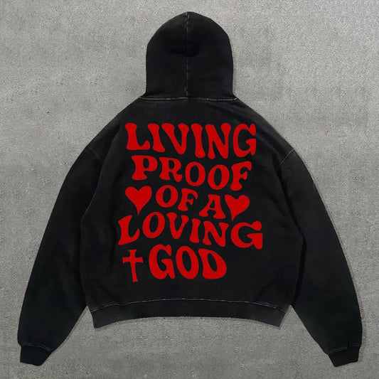 Living Proof Of A Loving God Print Long Sleeve Hoodies