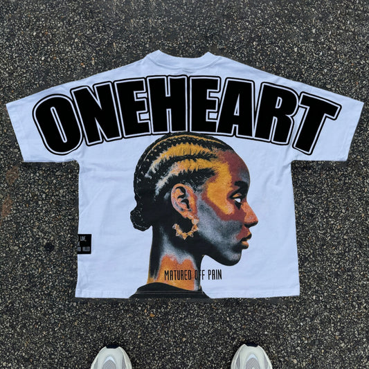 One Heart Print Short Sleeve T-Shirt