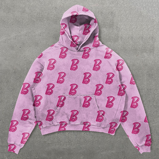 Casual Letter B Print Long Sleeve Hoodie