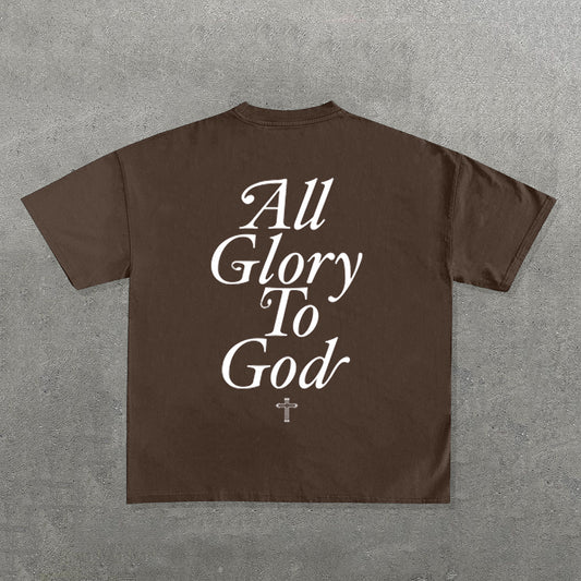 All Glory To God Print Short Sleeve T-Shirt