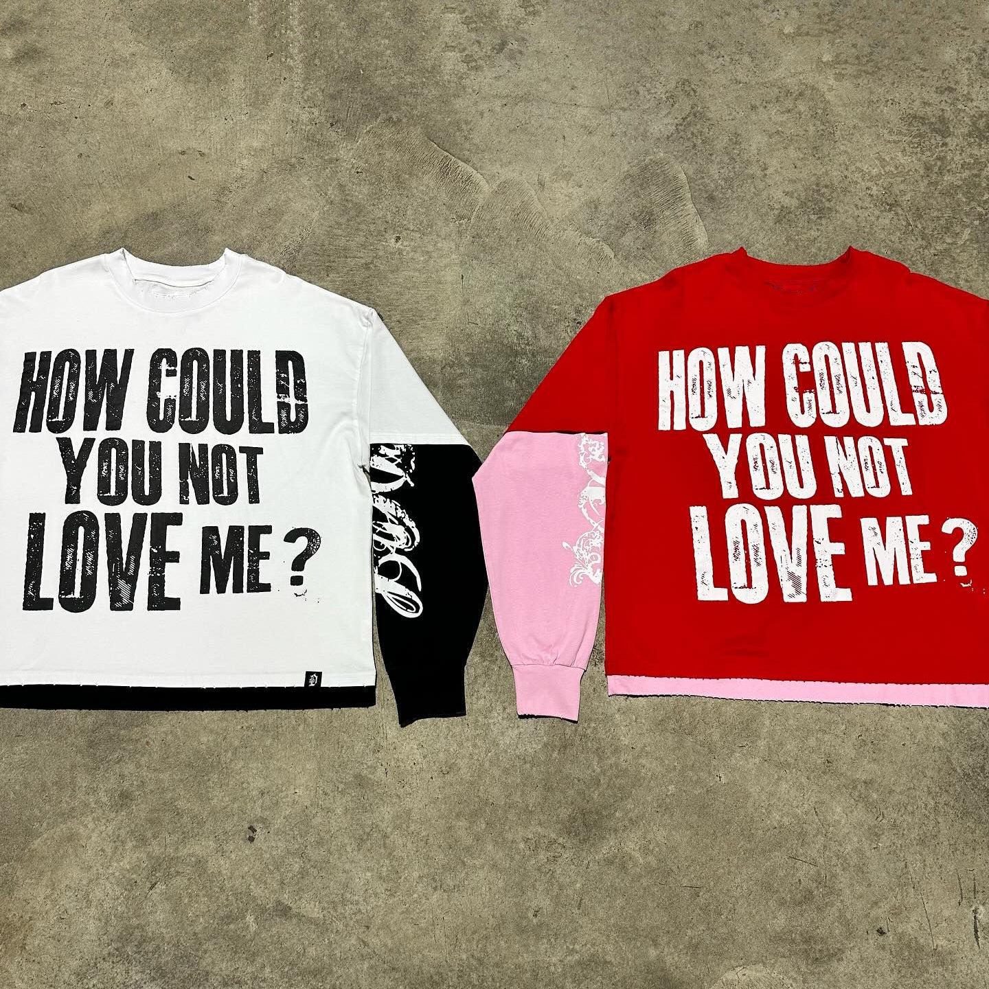 How Could You Not Love Me Print Long Sleeve False Two T-Shirt