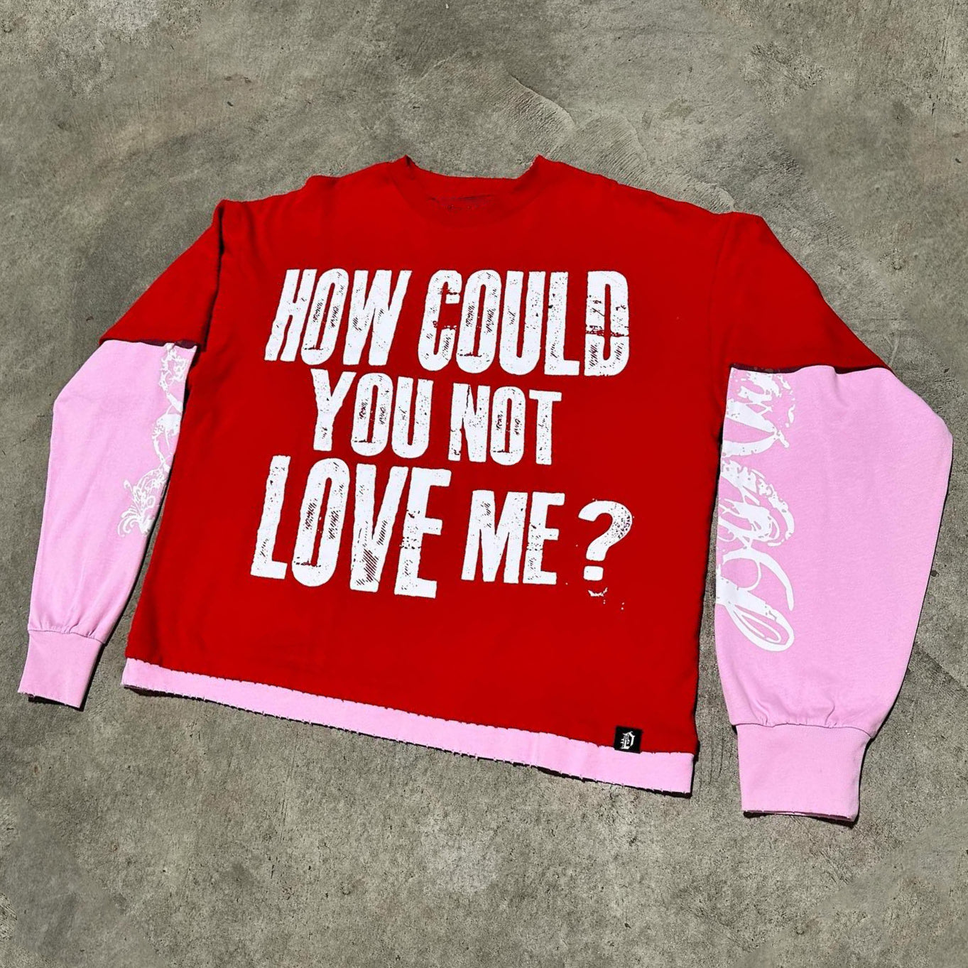 How Could You Not Love Me Print Long Sleeve False Two T-Shirt