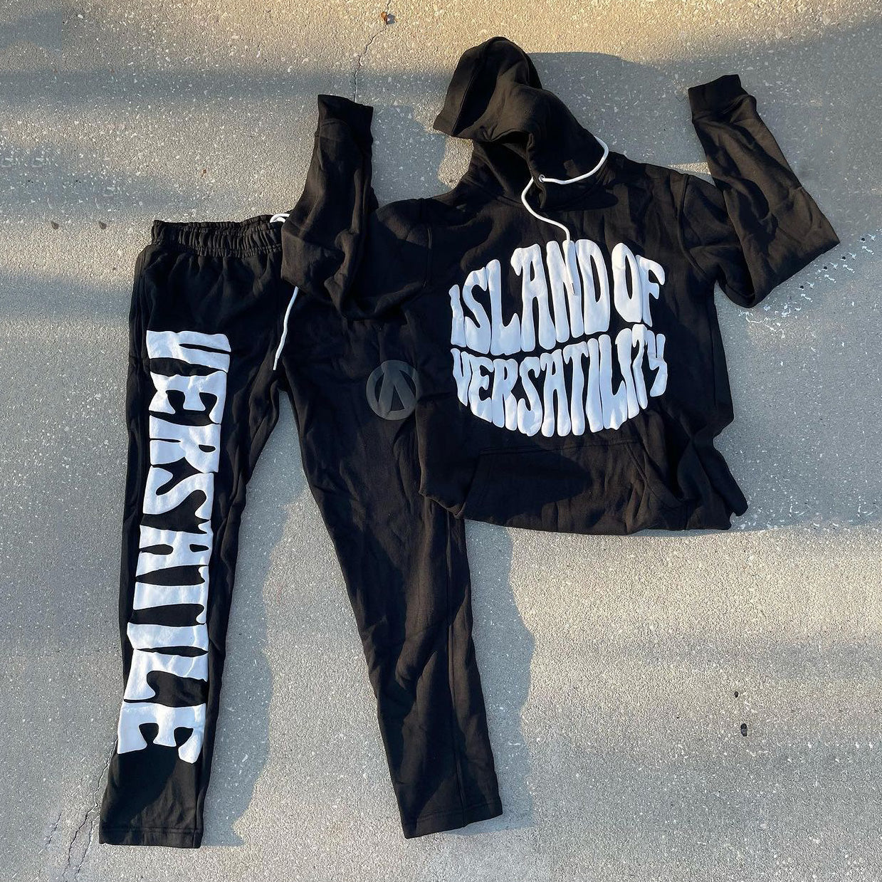 Island Of Versatility Print Hoodie Sweatpants Two Piece Set