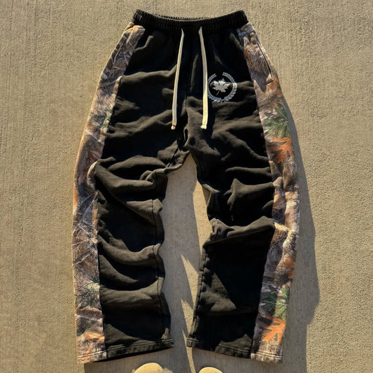 Camouflage Contrast Color Printed Pocket Sweatshirt Pants