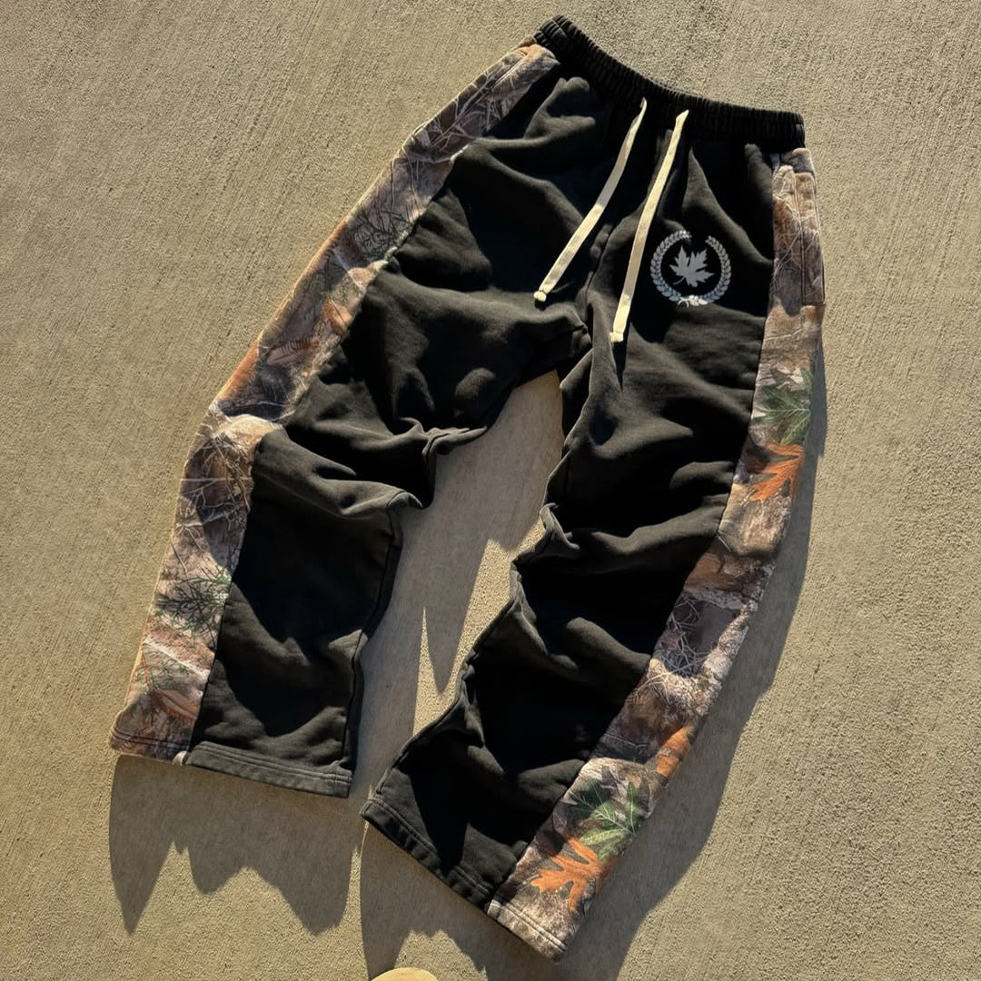 Camouflage Contrast Color Printed Pocket Sweatshirt Pants
