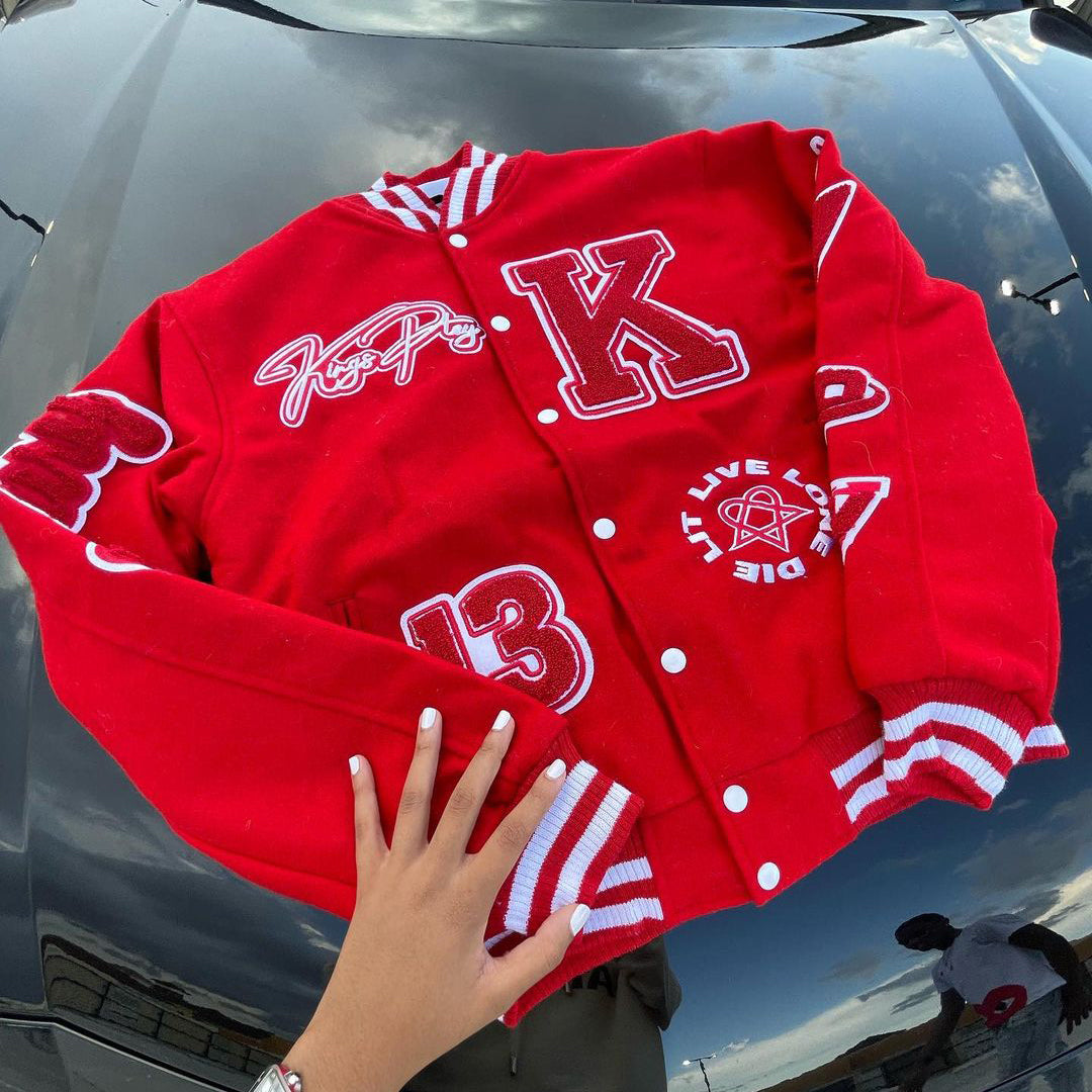 Retro trendy hip-hop baseball jacket