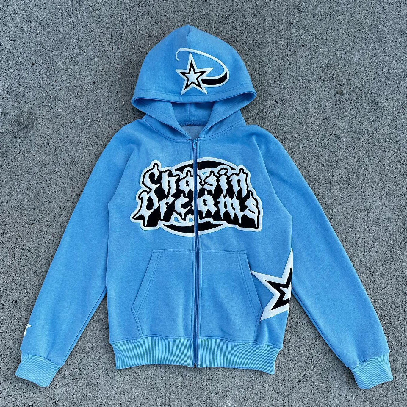 Chasin Dreams Print Long Sleeve Zipper Hoodies