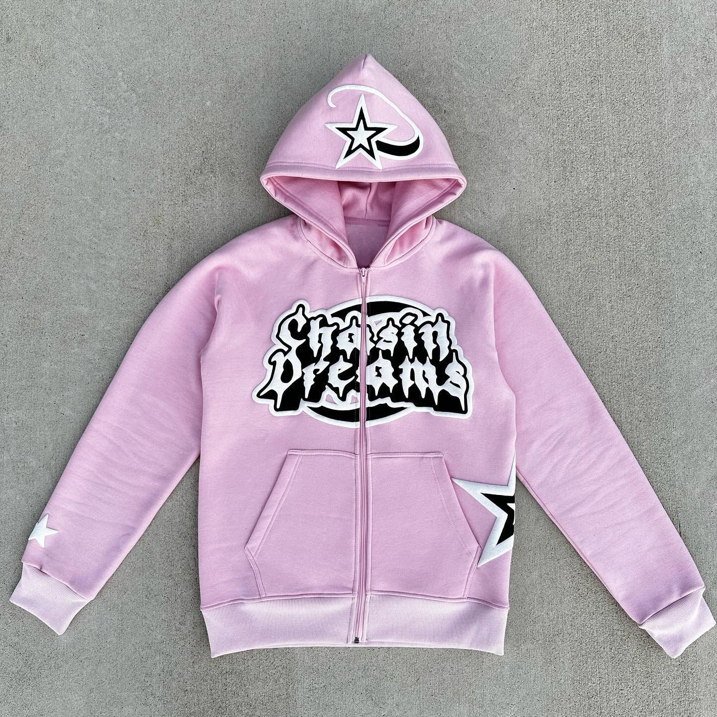 Chasin Dreams Print Long Sleeve Zipper Hoodies